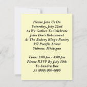 引退するパン屋のシェフのためのパーティー招待状 招待状 (裏面)