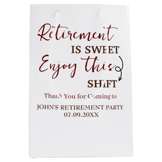 引退は楽しむこのシフト退職 ミディアムペーパーバッグ (正面)