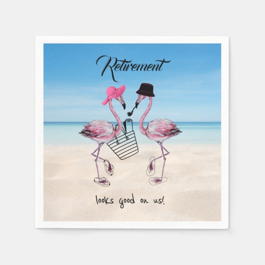 引退は良さそうだ!フラミンゴオンビーチ スタンダードカクテルナプキン (正面)