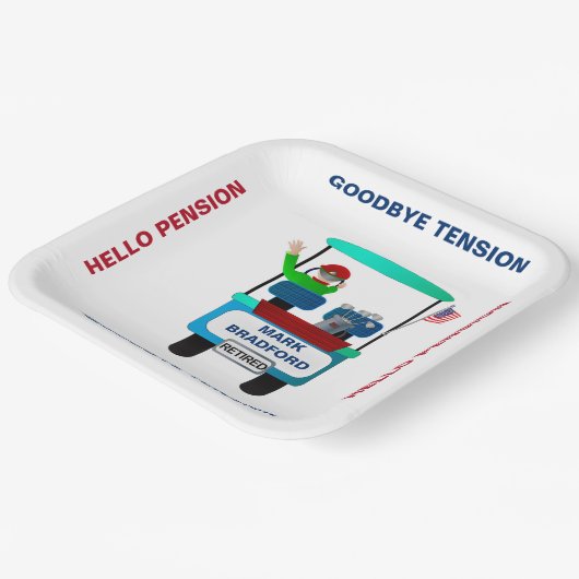 .引退ゴルファーをカートに手を振る別の緊張 ペーパープレート (傾斜あり)