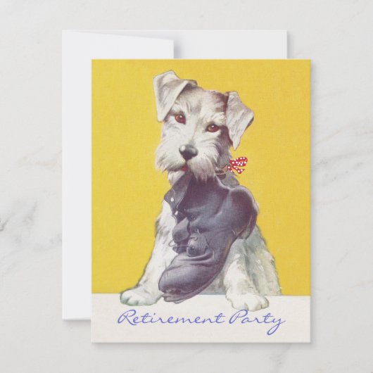 引退パーティの招待状の作業が今すぐブートする犬のおもちゃ 招待状 (正面)