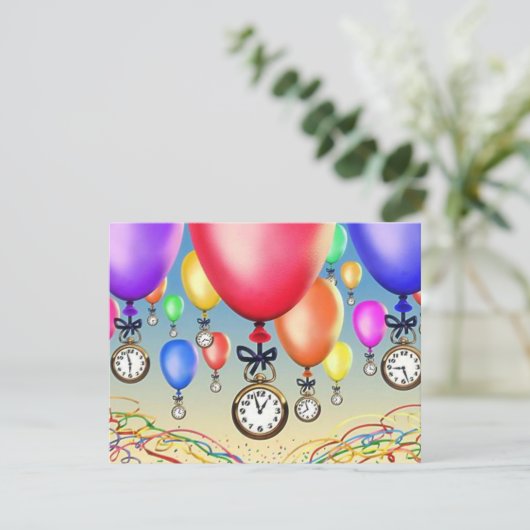 引退パーティの招待状~風船&時計! 招待状 (スタンド正面)