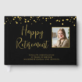 引退写真手書きスクリプト金ゴールド紙吹雪 ゲストブック (正面)