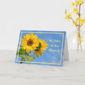 引退後のおめでとう,ひまわりエレガント花を カード (黄色い花)