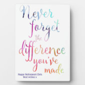 引退後の鑑賞用水の色が決して忘れない フォトプラーク (正面)