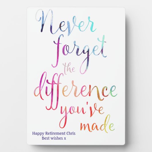 引退後の鑑賞用水の色が決して忘れない フォトプラーク (正面)