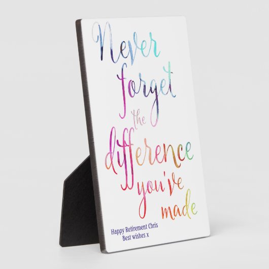 引退後の鑑賞用水の色が決して忘れない フォトプラーク (側面)