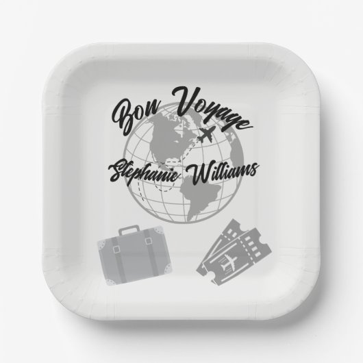 引退旅行テーマパーティボンボヤージングローブ ペーパープレート (正面)