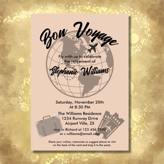 引退旅行テーマパーティボンボヤージングローブ 招待状
