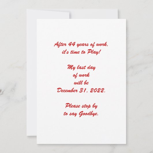 引退発表赤い観覧車 案内状 (裏面)