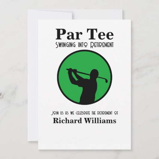 引退退職したを目指すゴルフ選手 招待状 (正面)