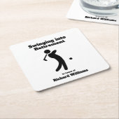 引退退職した金に揺れるゴルフプレーヤー スクエアペーパーコースター (アングル)