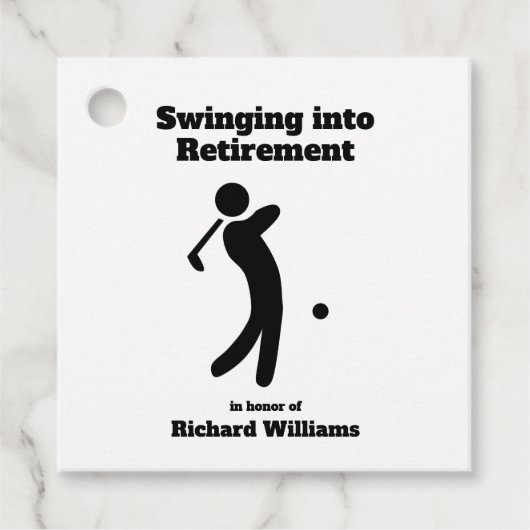 引退退職した金に揺れるゴルフプレーヤー フェイバータグ (正面)