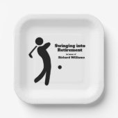 引退退職した金に揺れるゴルフプレーヤー ペーパープレート (正面)