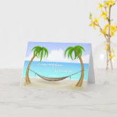 引退、ハンモック、ヤシの木 カード (黄色い花)