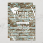 引退 釣り フィッシング ヴィンテージ バーンワード 退職 招待状 (正面/裏面)