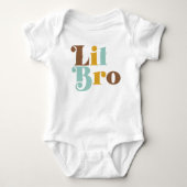 弟のレトロなマッチング兄弟  ベビーボディスーツ (正面)
