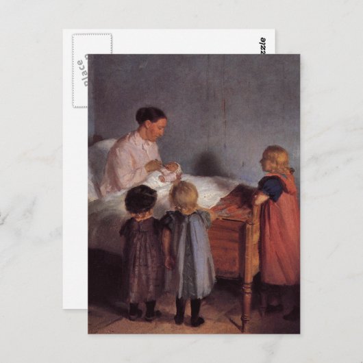 弟の美しい絵画芸術の母の子 ポストカード (正面/裏面)