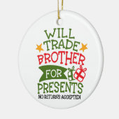 弟をプレゼント |写カスタム真おもしろい セラミックオーナメント (左)