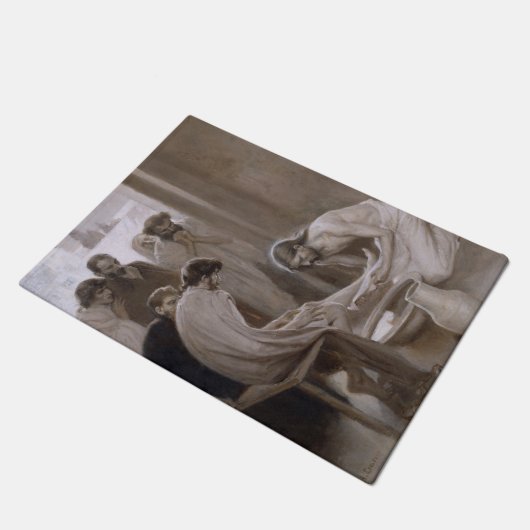 弟子たちの足を洗うイエス ドアマット (アングル)