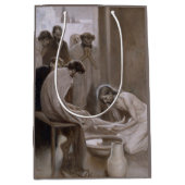 弟子たちの足を洗うイエス ミディアムペーパーバッグ (正面)