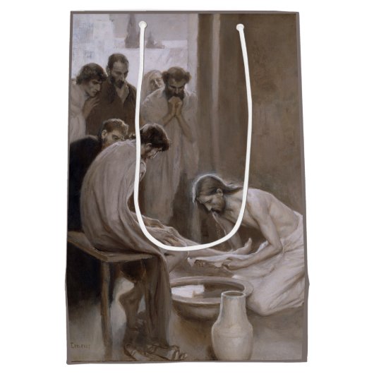 弟子たちの足を洗うイエス ミディアムペーパーバッグ (裏面)