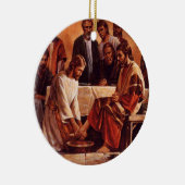 弟子の足のオーナメントを洗浄しているイエス・キリスト セラミックオーナメント (右)