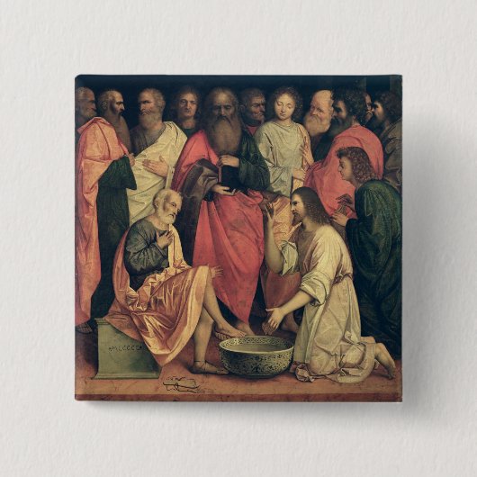 弟子の足を洗浄しているキリスト 缶バッジ (正面)