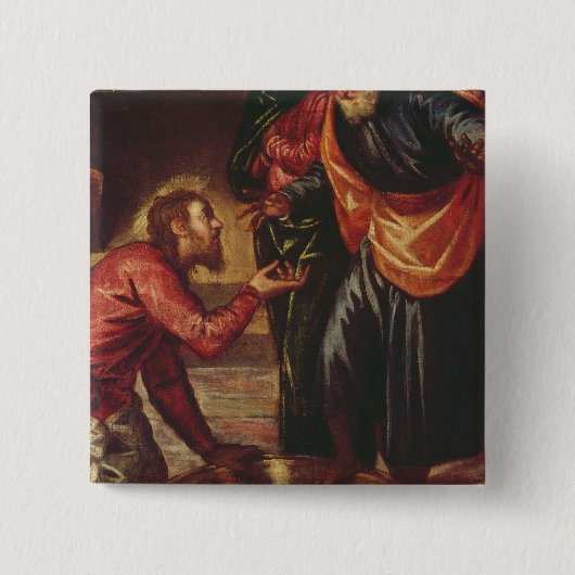 弟子の足を洗浄しているキリスト 缶バッジ (正面)