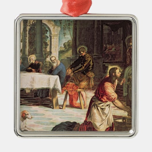 弟子2の足を洗浄しているキリスト メタルオーナメント (正面)