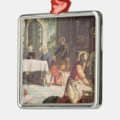 弟子2の足を洗浄しているキリスト メタルオーナメント (左)