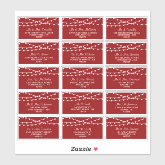 弦が赤の集結婚物に灯る シール (シート)