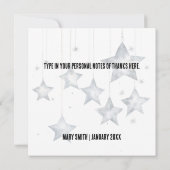 弦に光沢のある銀色の星 サンキューカード (裏面)