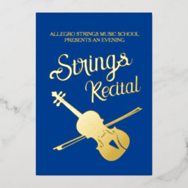弦はリサイタルクラシカルヴァイオリン音楽学校の青 箔招待状