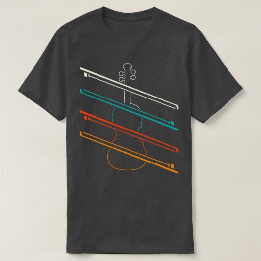 弦カラフル楽器ヴィンテージバイオリン奏者 Tシャツ (デザイン正面)