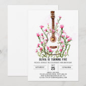 弦クラシカルギター誕生日 招待状 (正面/裏面)