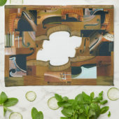 弦楽器のパッチワークの一見のコラージュ キッチンタオル (折り畳み)