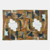 弦楽器のパッチワークの一見のコラージュ キッチンタオル (横)