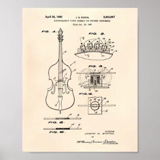 弦楽器楽器1960年の特許芸術オールドピーパー ポスター (正面)