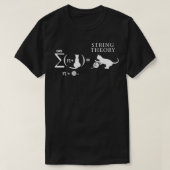 弦理論の猫と糸の皮肉な科学ユーモア Tシャツ (デザイン正面)