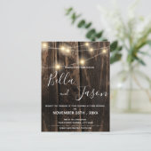 弦素朴灯付き木材結婚式招待状 インビテーションポストカード (スタンド正面)