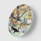弱々しいルイ-猫の庭師 ラウンド壁時計 (傾斜)
