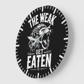 弱い取得 – 食べジム、ハッスル、成功、ライオン ラージ壁時計 (傾斜)