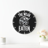 弱い取得 – 食べジム、ハッスル、成功、ライオン ラージ壁時計 (ホーム)