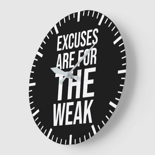 弱い者には言い訳がある – 成功やる気を起こさせる ラージ壁時計 (傾斜)