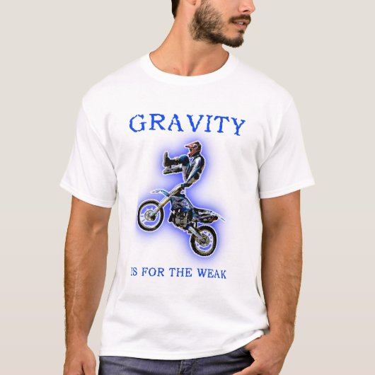 弱者にやさしい重力 ダートバイク モトクロス Tシャツ (正面)