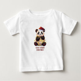 弱虫のメリークリスマス！パンダよくはしゃぐベビーTシャツ ベビーTシャツ