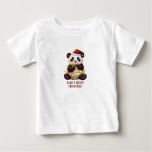 弱虫のメリークリスマス!パンダよくはしゃぐベビーTシャツ ベビーTシャツ