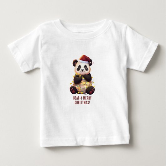 弱虫のメリークリスマス!パンダよくはしゃぐベビーTシャツ ベビーTシャツ (正面)