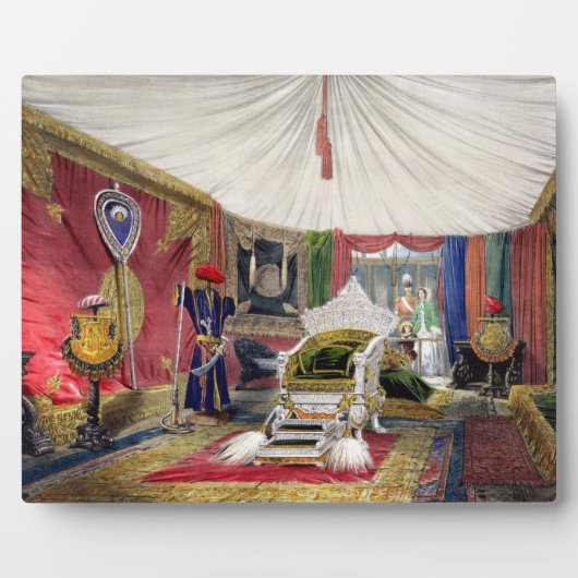 張り付けられた部屋とアイボリー彫りの玉座のビュー フォトプラーク (正面)